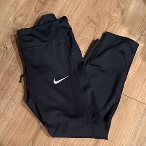 Nike Kids Black Leggings with White Logo